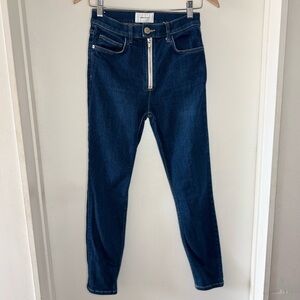 Current Elliott Ultra High Waist Skinny Jeans dark indigo Wash Women’s 27 Zipper